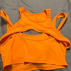 ❤️BRAND NEW SHEIN Bright Orange cut out Crop Top